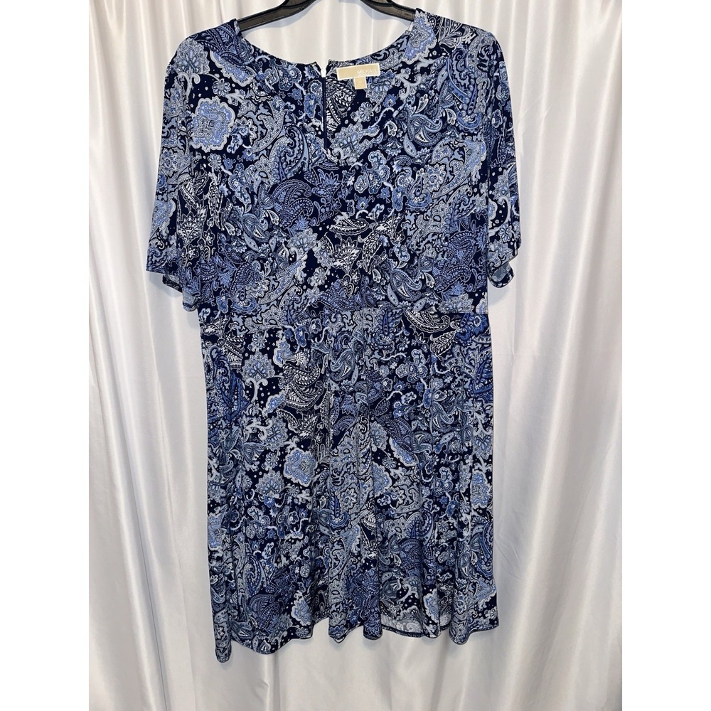 Michael Kors Dress Size 2X Floral Paisley V-neck Short Sleeve Fit and flare